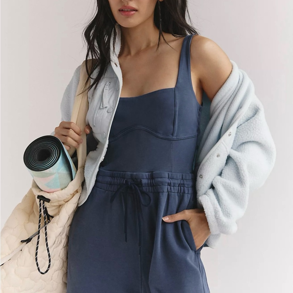 Free People Movement Inbound Onesie Blue Jumpsuit